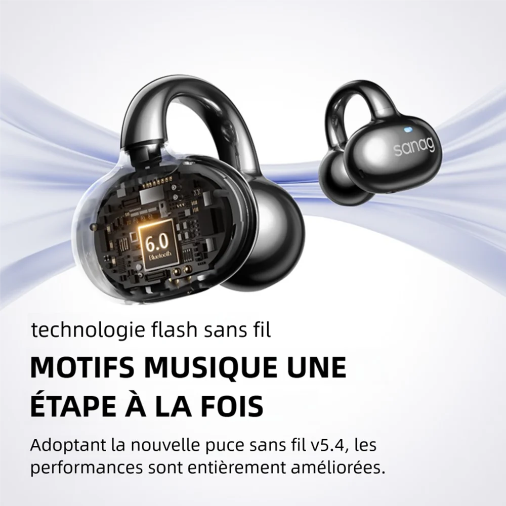 Casque d'écoute sans fil Bluetooth intelligent à conduction aérienne